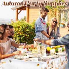 Layhit 202 Pcs Fall Wildflower Party Decoration Supplies Brown Floral Paper P…