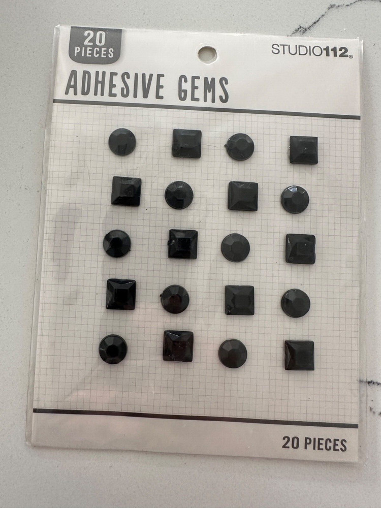 K&Company Studio 112 20 PC Neutral Black Adhesive Gems Scrapbooking Journalling