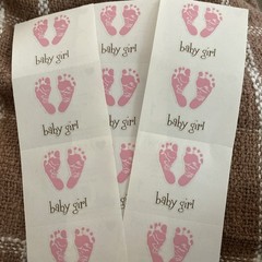 Mrs Grossman’s Lot of 3 Strips Footprints Pink Baby Stickers Baby Shower Girl