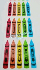 HAMBLY STUDIOS GLITTER STICKERS MULTICOLOR CRAYONS SCHOOL YELLOW BLUE GREEN RARE