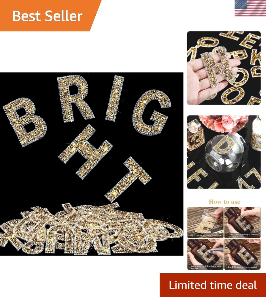 37 Pieces Rhinestone Letter Stickers Large Glitter Alphabet Crystal Number Se…