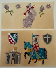 Vintage RENAISSANCE PRINCESS MEDIEVAL KNIGHT HORSE CASTLE LION SHIELD ARM0R FLAG