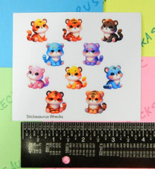 Fluffy Colorful Tigers Sticker Sheet