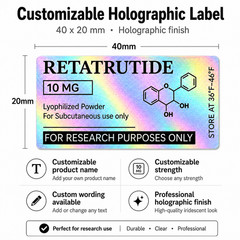 Customizable Holographic Peptide Vial Labels for 3ml Vials- Set of 20 labels!