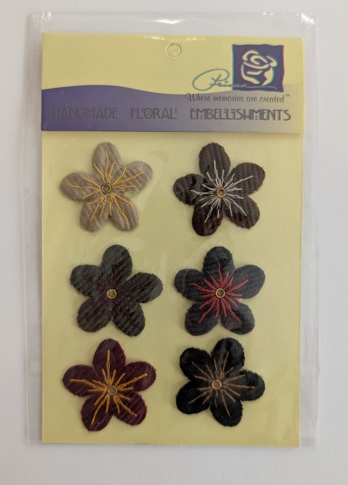 Prima Marketing Brown Corduroy Fabric Flowers Scrapbooking Embellishments