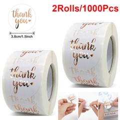 1000Pcs 1.5″ Thank You Stickers, Rose Gold Foil Fonts Thank You Stickers 2 Rolls