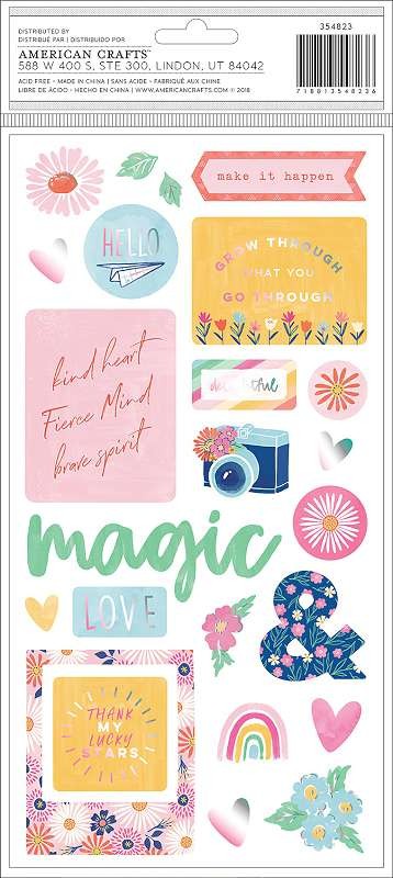 Dear Lizzy She’s Magic Thickers Stickers 5.5X11 44/Pkg Delightful Phrase & Icons