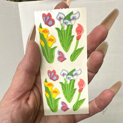Sandylion Flower & Butterfly Stickers, Flocked Scrapbooking Sticker Sheet