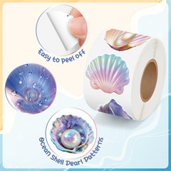Fantasy Seashell Sticker Rolls – 1000PCS Summer Decorative Aesthetic Sea Anim…