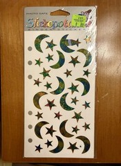 vintage stickopotamus * sparkly moon and stars * binder stickers – nip