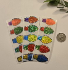 15 Christmas Light Stickers/Christmas Bulb Stickers/Holiday Light Stickers
