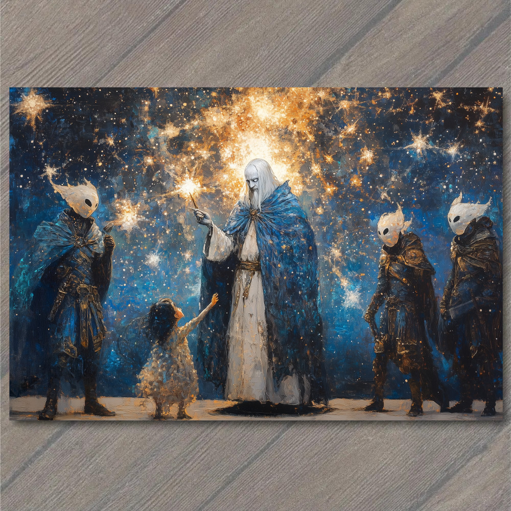 STICKER Celestial Wizards Blue Cloaks Magic Spark Girl Fantasy Starburst Glow