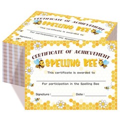 100 PCS Spelling Achievement Certificates Bee Award 11×8 Inch Recognition