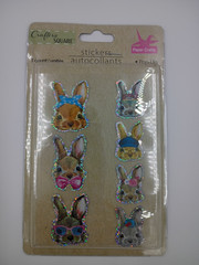 9-Pc 3D Shiny Pop-Up Sticker Set Flower Dragonfly Koala Bee Bunny Cactus