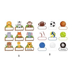 135Pcs Animal Theme Adhesive Name Labels 3x3Inch Kids Clothing Name Sticker