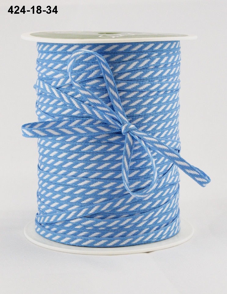 MAY ARTS RIBBONS~SOLID DIAGONAL STRIPE~BLUE & WHITE~1/8TH INCH WIDE X 3 YARDS!