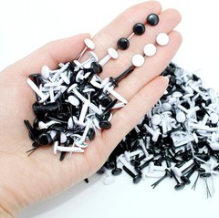 200Pcs 8X15Mm Black and White Metal Brads Paper Fastener Brads Scrapbooking Card