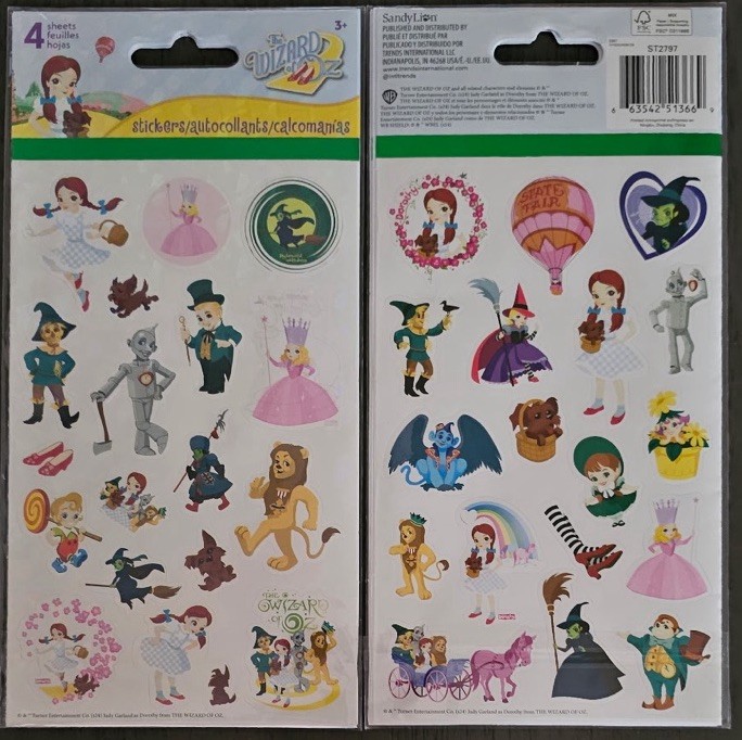 10 Sandylion The Wizard Of Oz 4 Sheet Sticker Packs