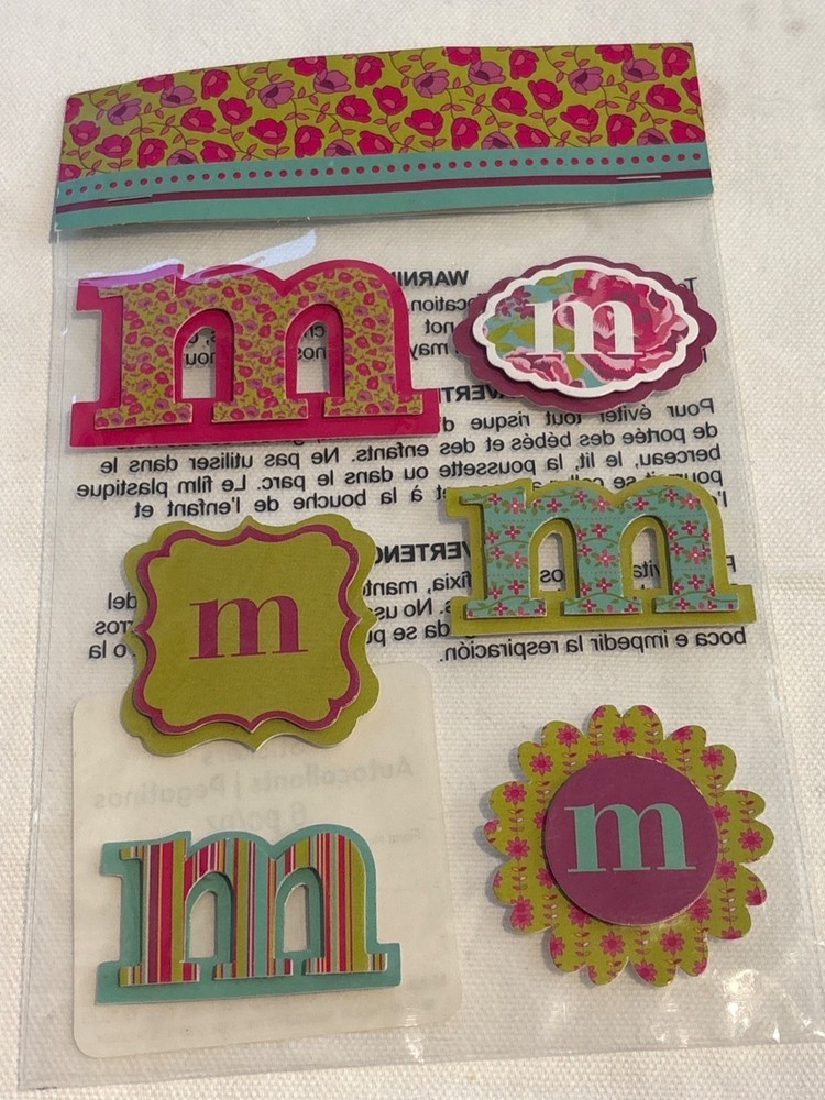 Michaels Floral Monogram M Stickers – 6 Pc Set Colorful & Decorative