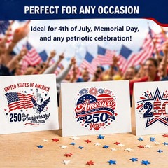 Patriotic Star-1 USA 250th Anniversary Self Adhesive Patriotic Stickers Roll
