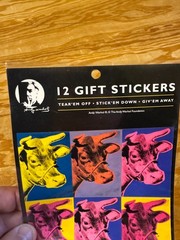 ANDY WARHOL Colorful Cows 12 Gift Stickers, Warhol Foundation, 2004 NOS