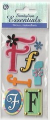 Sandylion Essentials MONOGRAM F 3D Stickers – 6 pcs