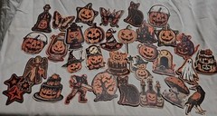 Halloween Stickers Vintage Style Orange Cream Black Pumpkin Witches 30+