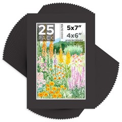Mat Board Center, Pack of 25, 5×7 for 4×6 Black Mats – Acid Free, 4-ply Thicknes