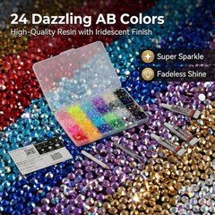 24 Mix Jelly AB Colors 3mm Rhinestones with Glue for Nail Art and Crafts