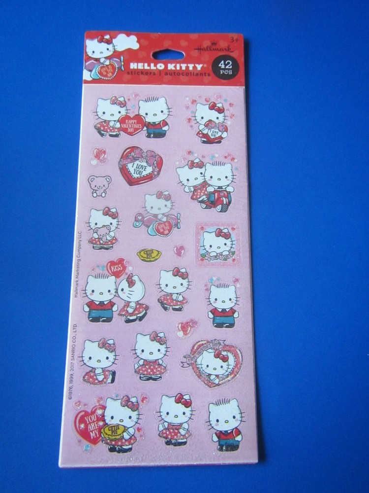 Hallmark Hello Kitty Valentines 42 piece sticker set 2017 New Sealed