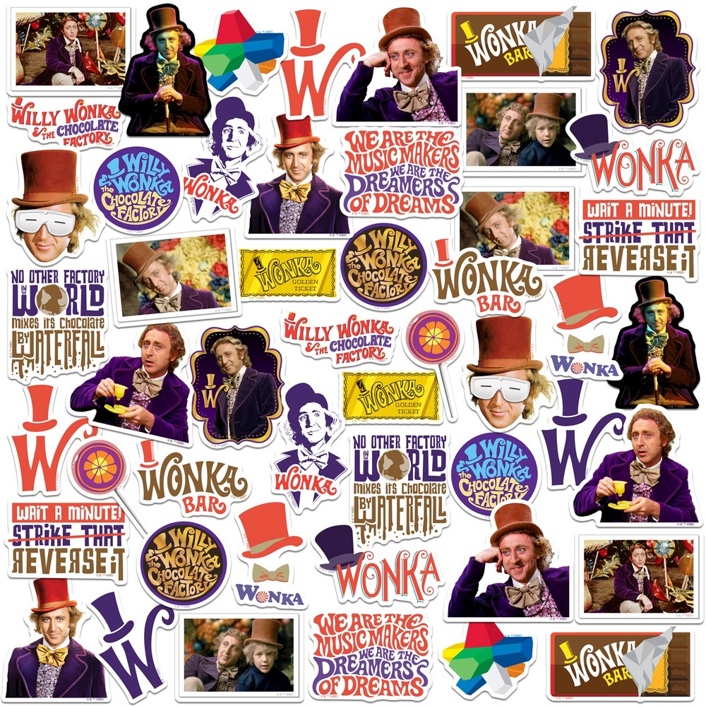 WILLY WONKA AND THE CHOCOLATE FACTORY VARIETY DIE CUT VINYL 50 CT STICKER PACK