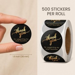 500Pcs Thank You for Supporting My Small Business Stickers, 1.5» Round Labels