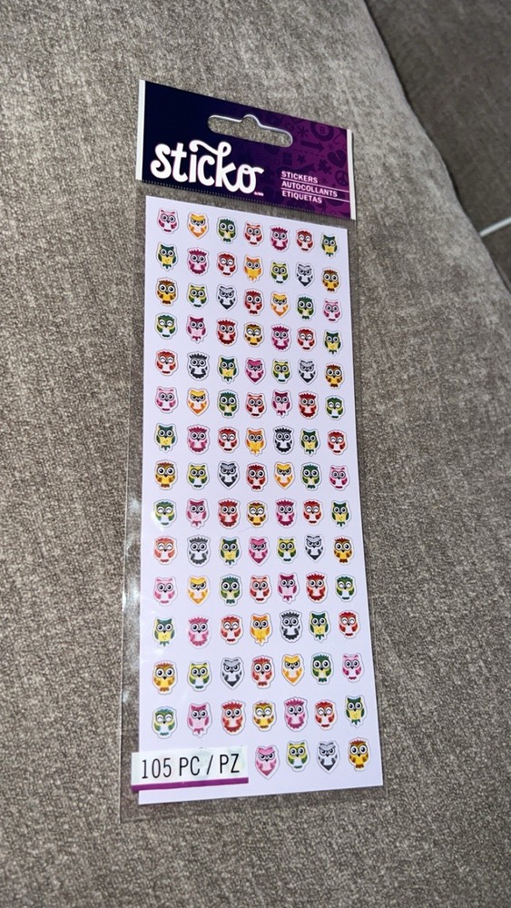NEW! Sticko Tiny OWLS Theme Stickers 105 pieces! 00073