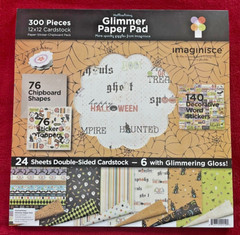 Imaginisce Hallowhimsy Glimmer Paper Pad 12×12 Halloween Theme Scrapbooking; New