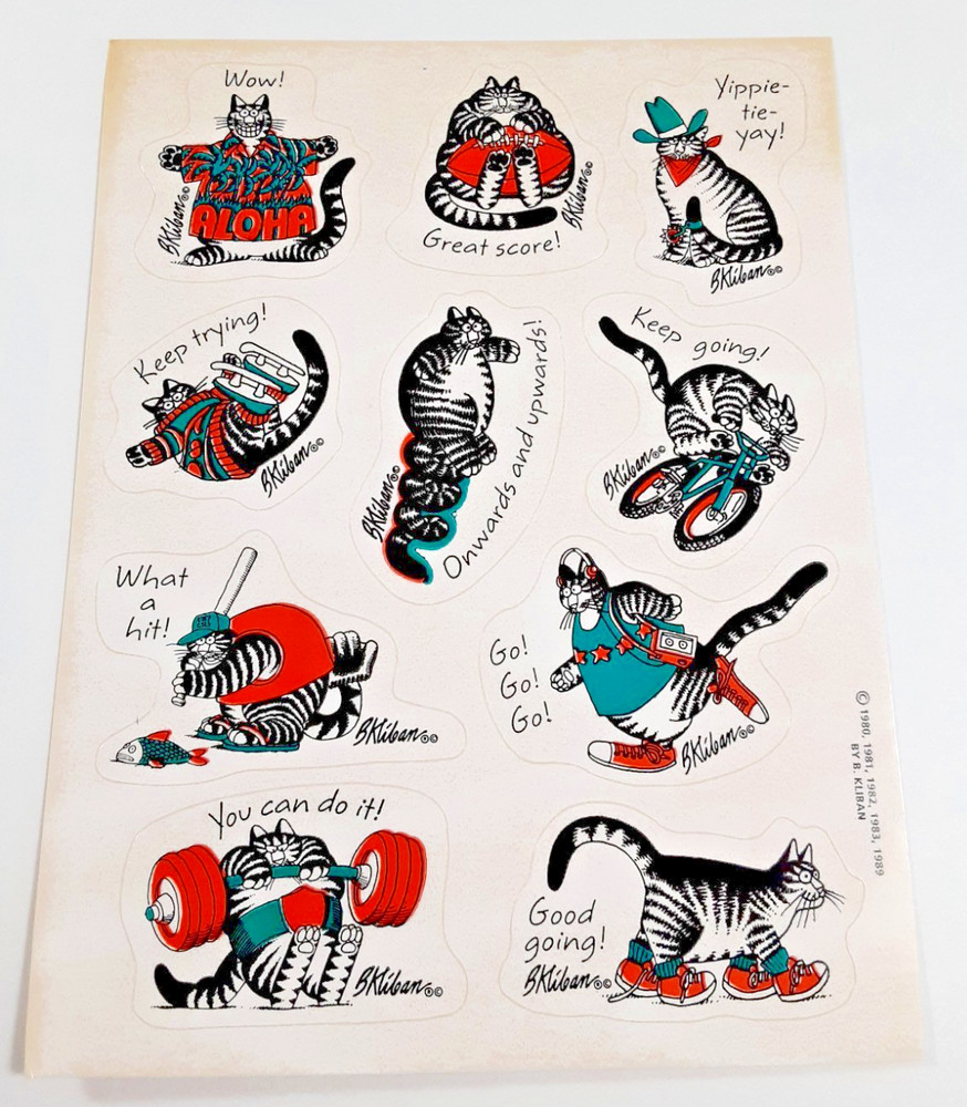 Vintage 80’s Hallmark Kliban cat sticker sheet *damaged*