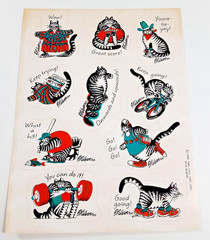 Vintage 80’s Hallmark Kliban cat sticker sheet *damaged*