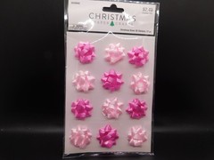 Christmas paper crafts Pink Bow 3D stickers 12pc