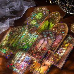 60PCS Large Holographic Gothic Stained Glass Window Medieval Stickers – Vintage