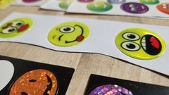 Vintage Assorted Smiley Face Stickers Nostalgic Highlights Wal-Mart Hallmark AGC