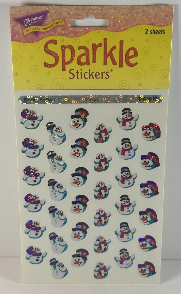 Trend Enterprises SNOWMAN Sparkle Stickers 2 Sheets 1998 SEALED