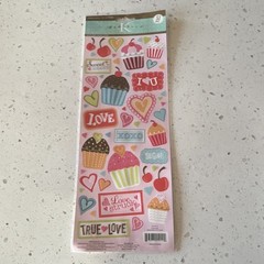 K & Company Embossed Multicolor Love Food & Drink Cupcake Stickers 151512