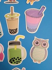 STICKERS x 10 Owl & Boba Milk Tea Cartoon Cute Sticker JUL249