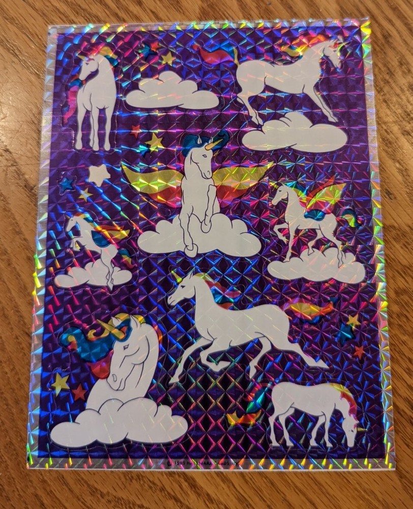 Vintage 1985 Sticker (1) Hallmark Razzle Dazzle Unicorn New