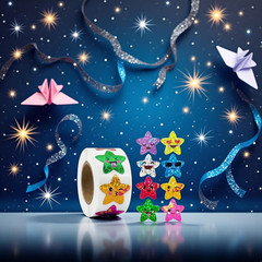 500Pcs Multicolor Stars Stickers, Star Sticker Roll Self Adhesive Glitter Sparkl