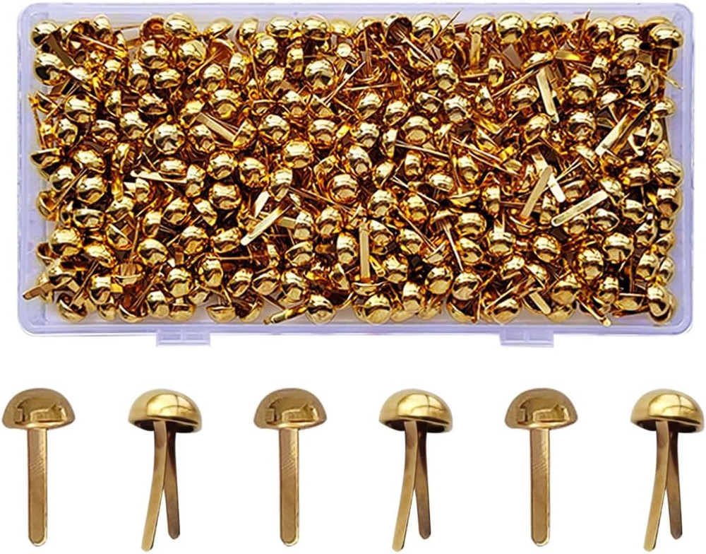 300PCS Gold Brass Paper Fasteners Mini Split Pins Brads for Crafts Scrapbooking