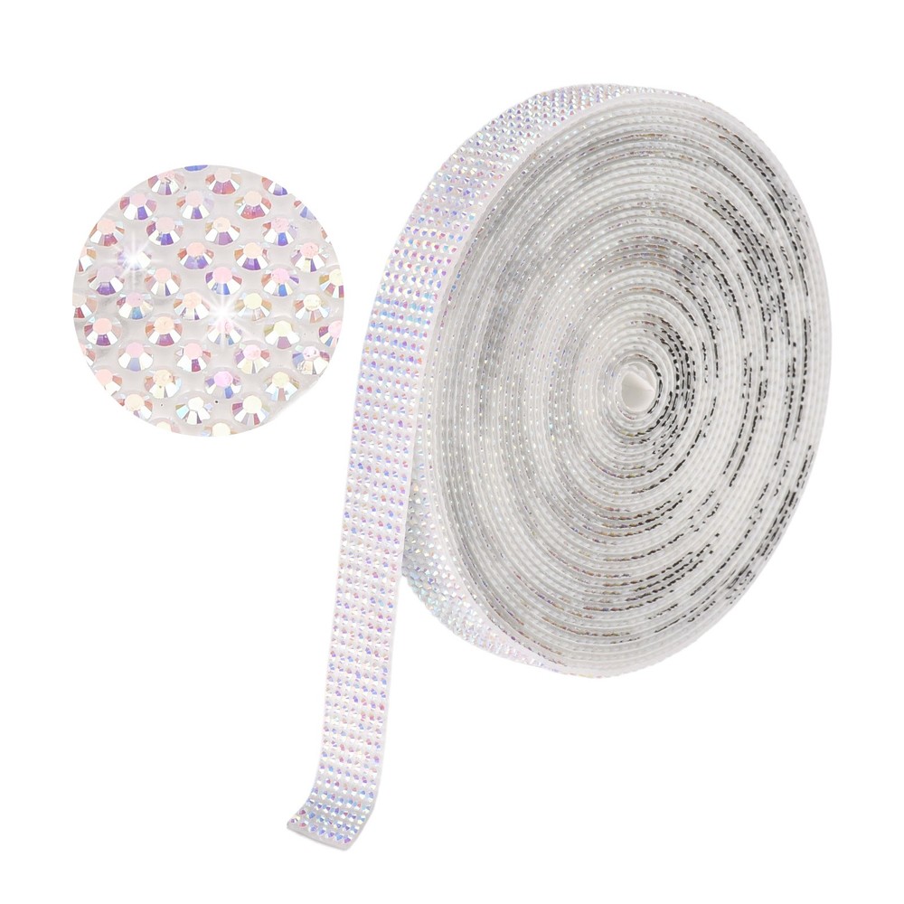 Self Adhesive Rhinestone Strips 6 Yards 0.55 Inch for Craft,Beige AB