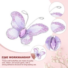 50Pcs Butterflies for Crafts, 1.2″ Mesh Organza Butterflies, Purple