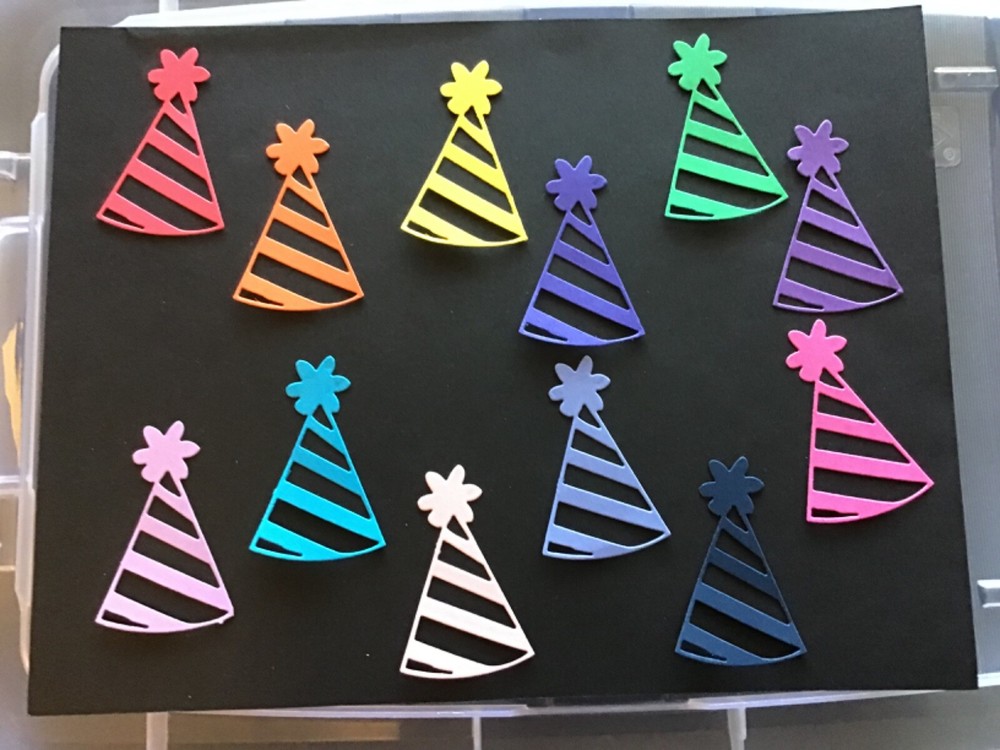 Large Party/Birthday Hats Die Cut Embellishments 12 pcs 2-1/2″ x 1-3/4″