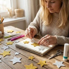 Gold Star Foam Glitter Self Adhesive Stickers for Crafts 100Pcs Foam Sticker