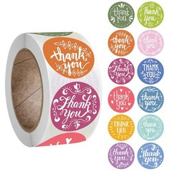 500Pcs/Roll 12 Styles Round Thank You Stickers Wedding Gift Packaging Seal Label